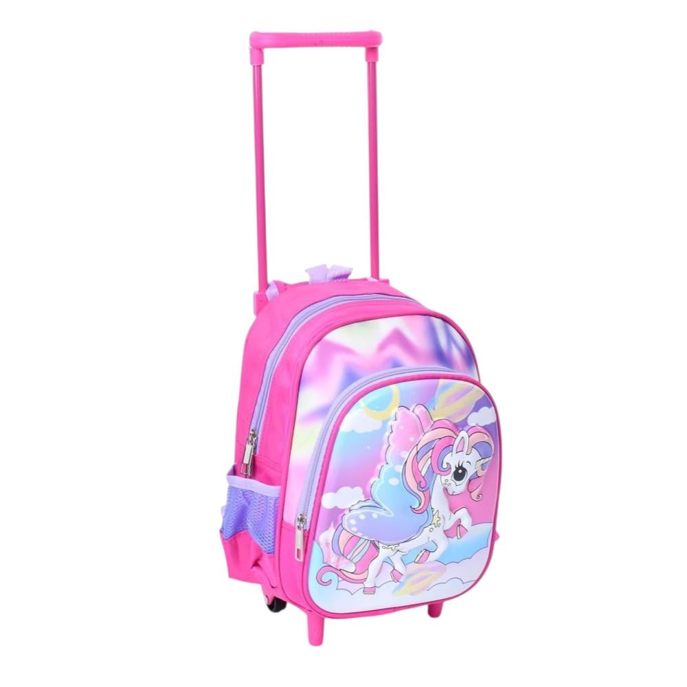 Рюкзак на колесах с выдвижной ручкой N899 два отделения с принтом единорога Розовый Рюкзак на колесах с выдвижной ручкой N899 два отделения с принтом единорога Розовый