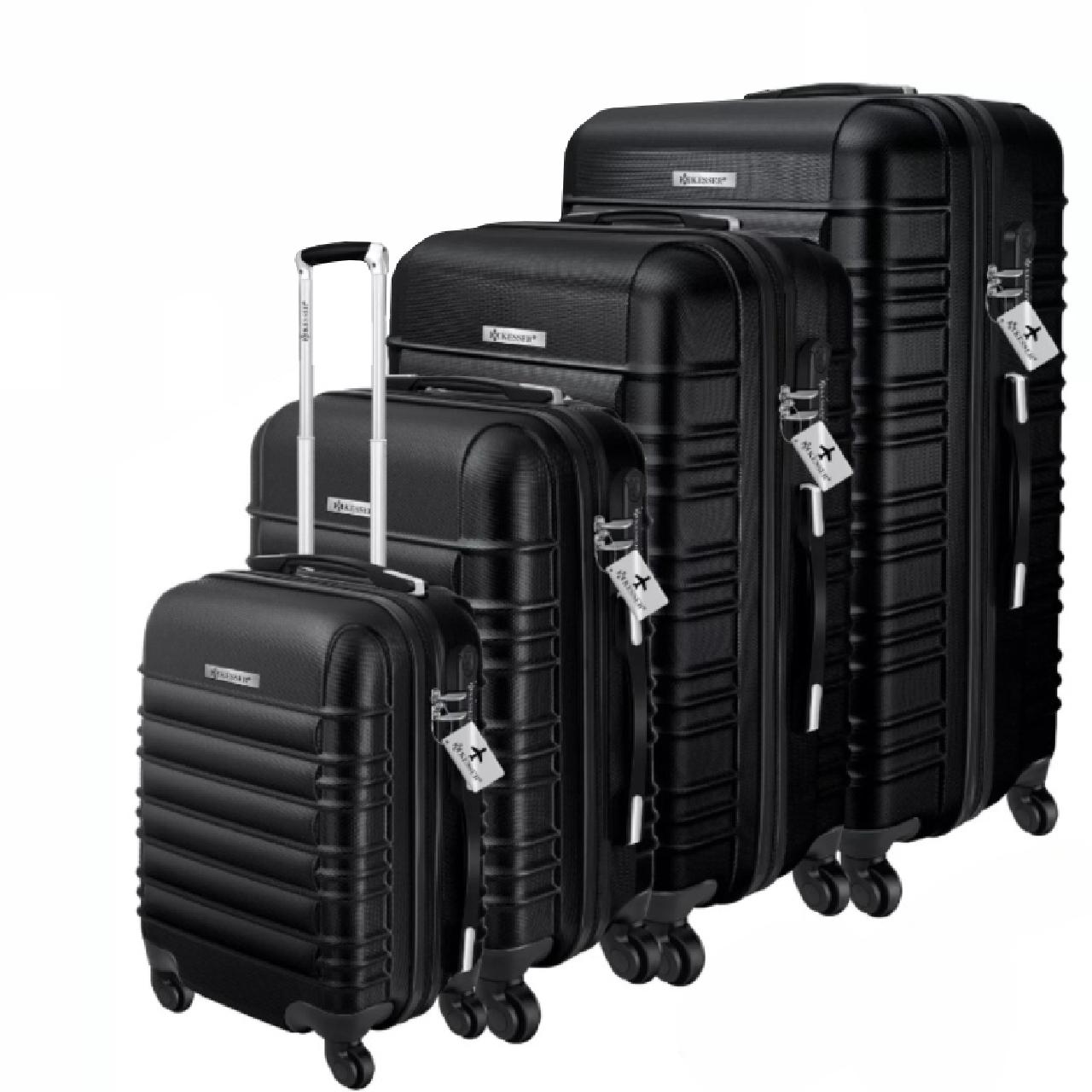 Набір із 4 дорожніх валіз KESSER з твердим корпусом S M/L/XL Чорний - фото 1 Набір із 4 дорожніх валіз KESSER з твердим корпусом S M/L/XL Чорний - фото 1