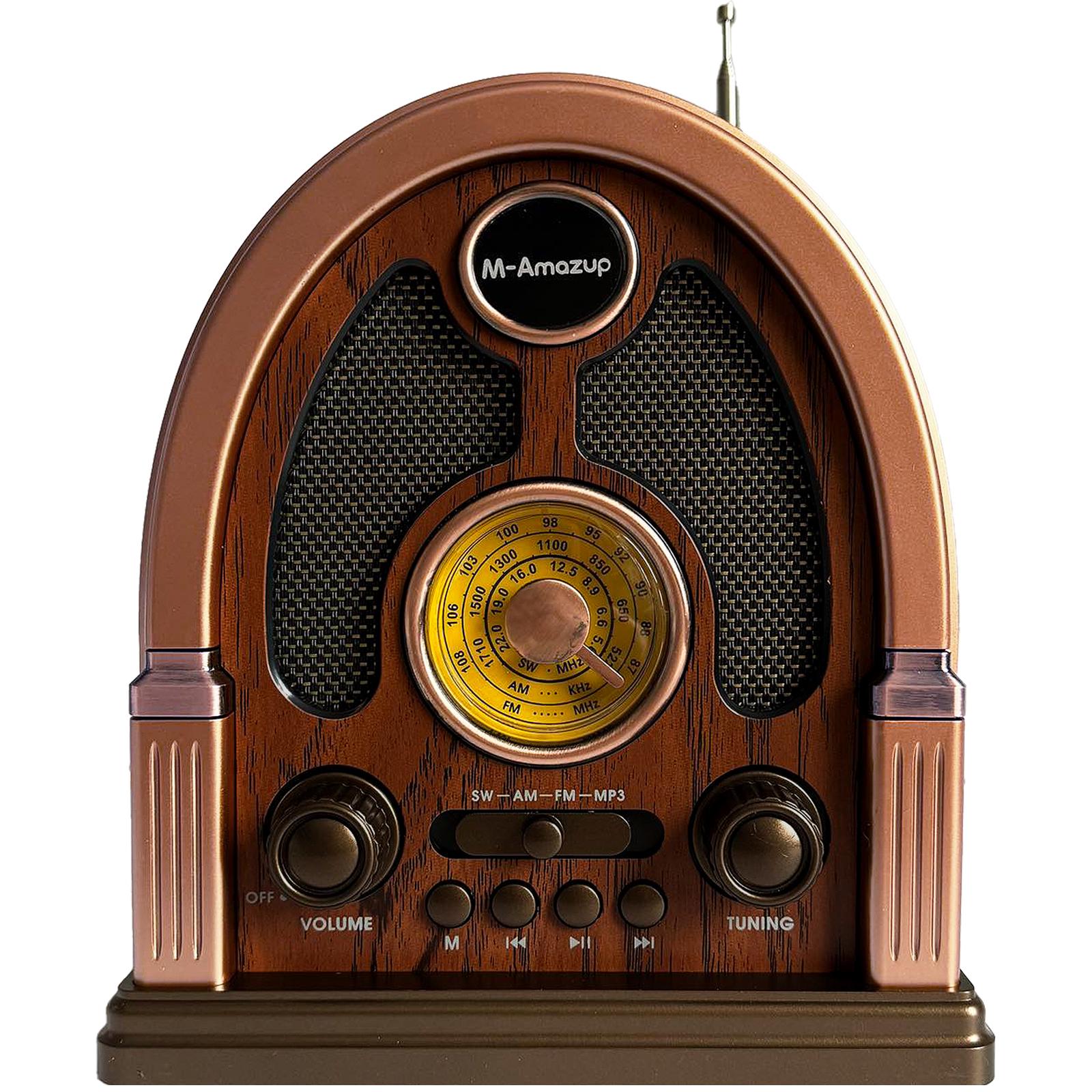 Радиоприемник винтажный M-Amazup RD-X7 Ретро AM/FM/SW Bluetooth USB-зарядка и аккумулятор Dark Brown (24086695)