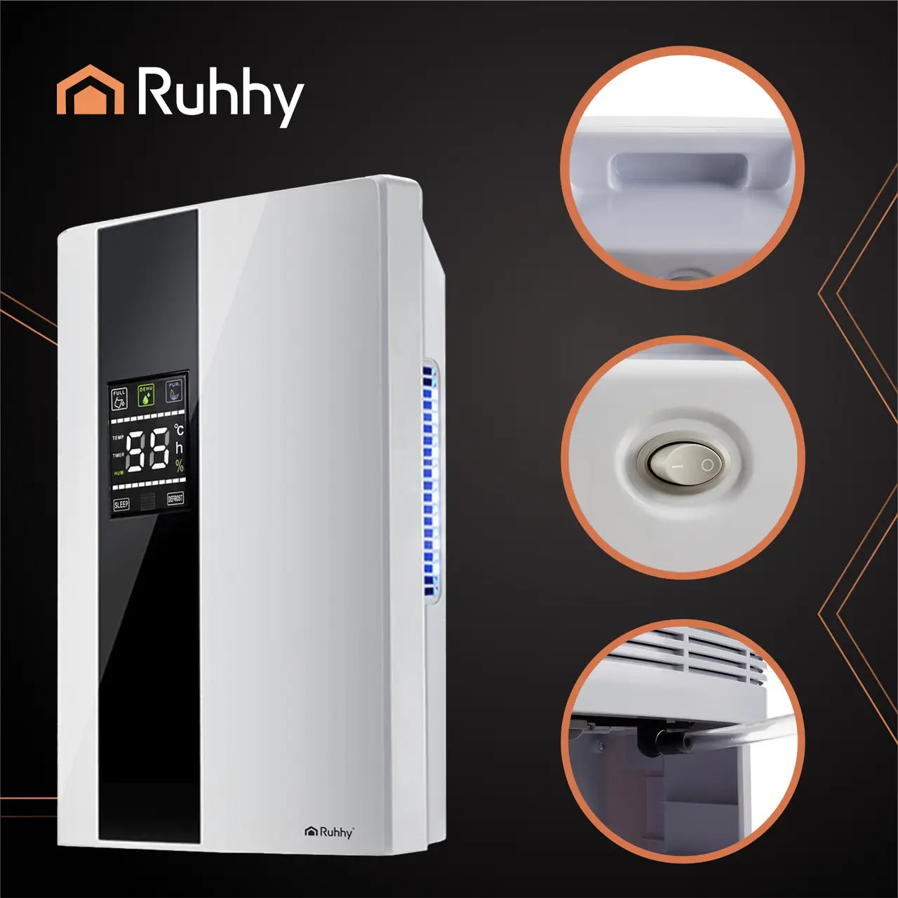 Осушитель и воздухоочиститель Ruhhy 2в1 с пультом 650 мл/сутки 2000 мл 30 м2 90 Вт Черный (26627) - фото 5 Осушитель и воздухоочиститель Ruhhy 2в1 с пультом 650 мл/сутки 2000 мл 30 м2 90 Вт Черный (26627) - фото 5