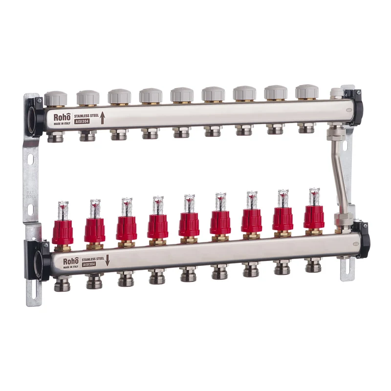 Колектор Roho R814-09 з витратомірами та термостатичними клапанами з байпасом 1" 9 виходів (RO0052) Колектор Roho R814-09 з витратомірами та термостатичними клапанами з байпасом 1" 9 виходів (RO0052)
