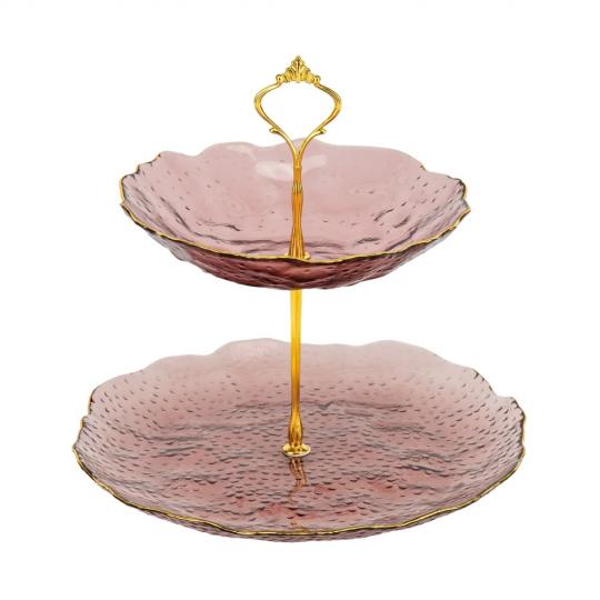 Блюдо 2-х ярусное Elisey Красный гранат стеклянное 24 см Розовый (135-81-9219-032) - фото 2 Блюдо 2-х ярусное Elisey Красный гранат стеклянное 24 см Розовый (135-81-9219-032) - фото 2