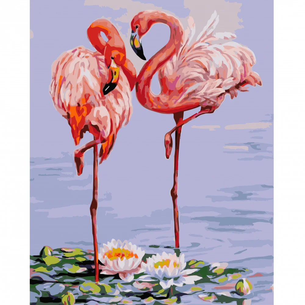 Картина за номерами Strateg Птахи Фламінго 40х50 см у коробці (VA-1309КС-mt)