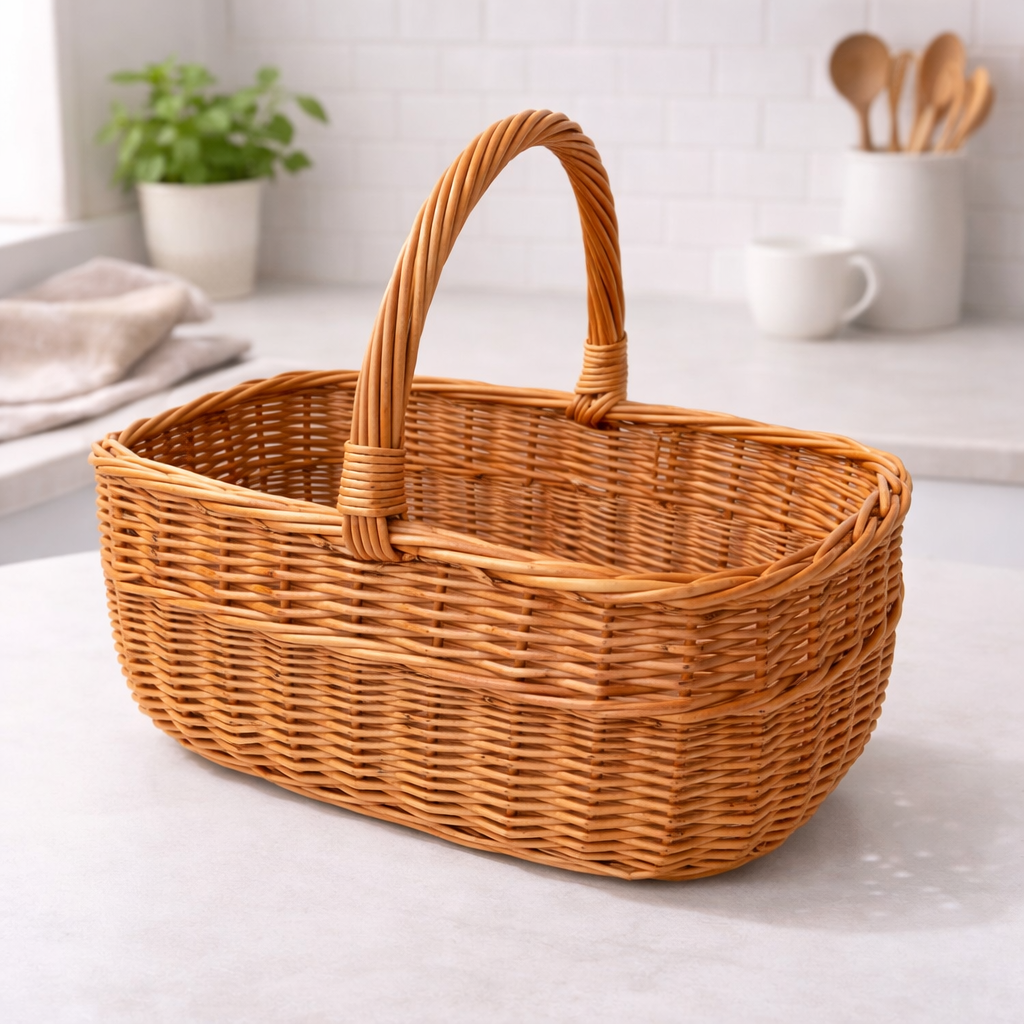 Корзина пасхальная Жемчужная натуральная плетеная из лозы Корзина пасхальная Жемчужная натуральная плетеная из лозы