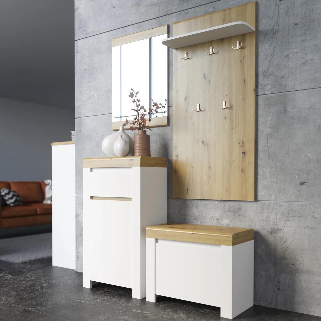 Передпокій модульний з дзеркалом Гербор Ріко Німфея альба/Дуб артизан (GRB-1863)