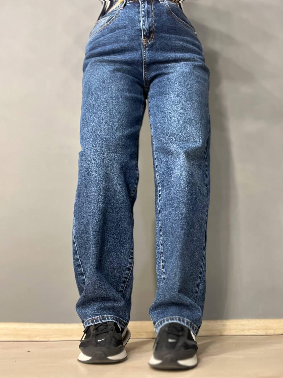 Джинси жіночі Liana 234 skater jeans пояс шнурок широкі банани р. 28 Синій (3234)