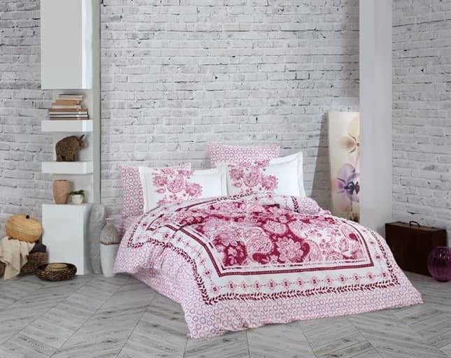Комплект постельного белья Hobby Poplin Escoda 200x220/50x70 см 2 шт. Бордовый