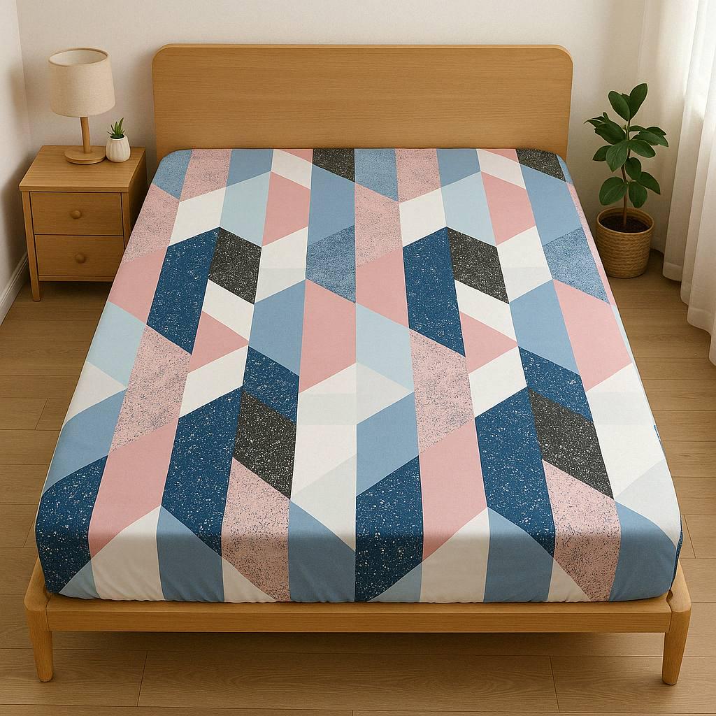 Простынь на резинке Геометрия 2 из полисатина 180х200 см (SP-1904g2/x180)