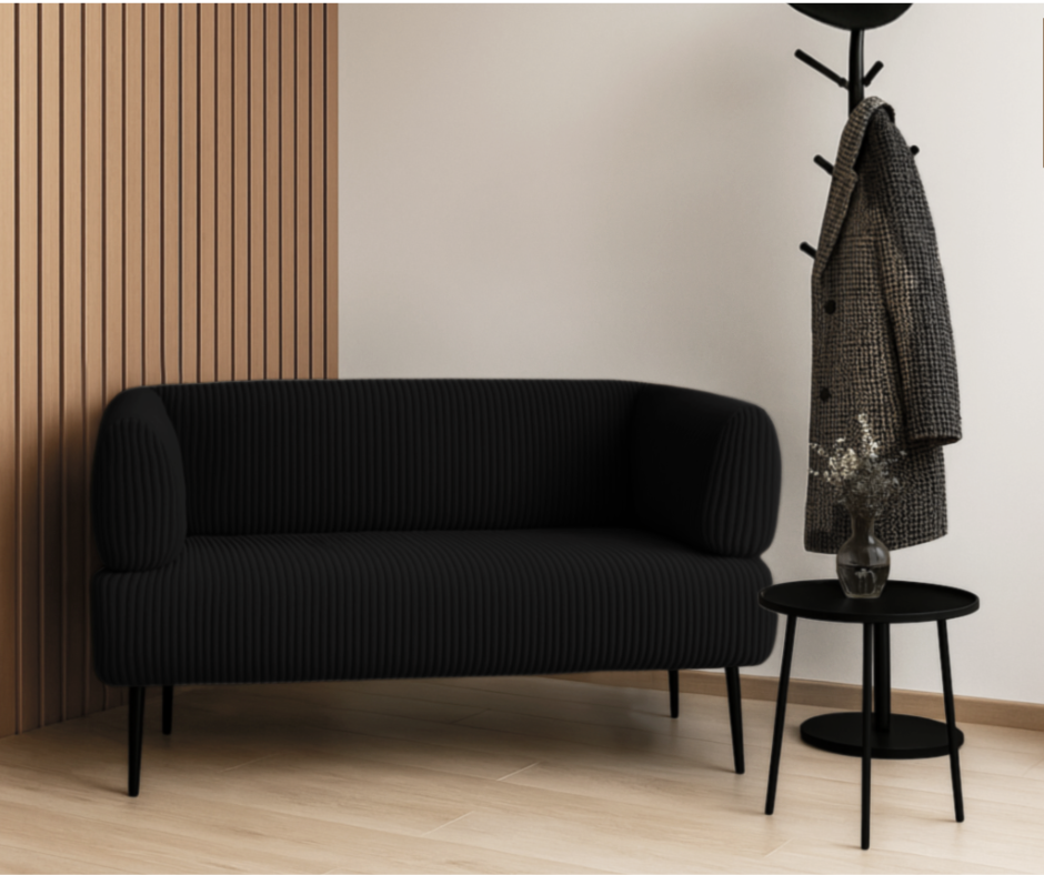 Диван офісний Tobi Sho Бенно-1 з підлокітниками велюр вельвет 1200х720х750 мм Lotus 100/Black