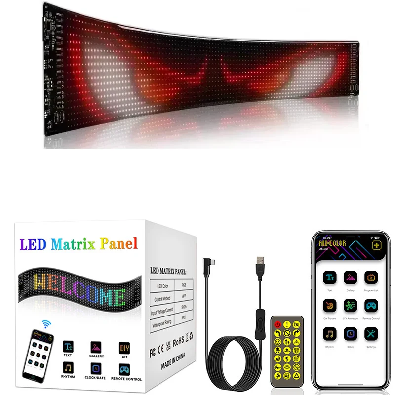 Панель LED Глаза на фуру для текста или анимации с мобильным приложением 12x59 см (34629934)