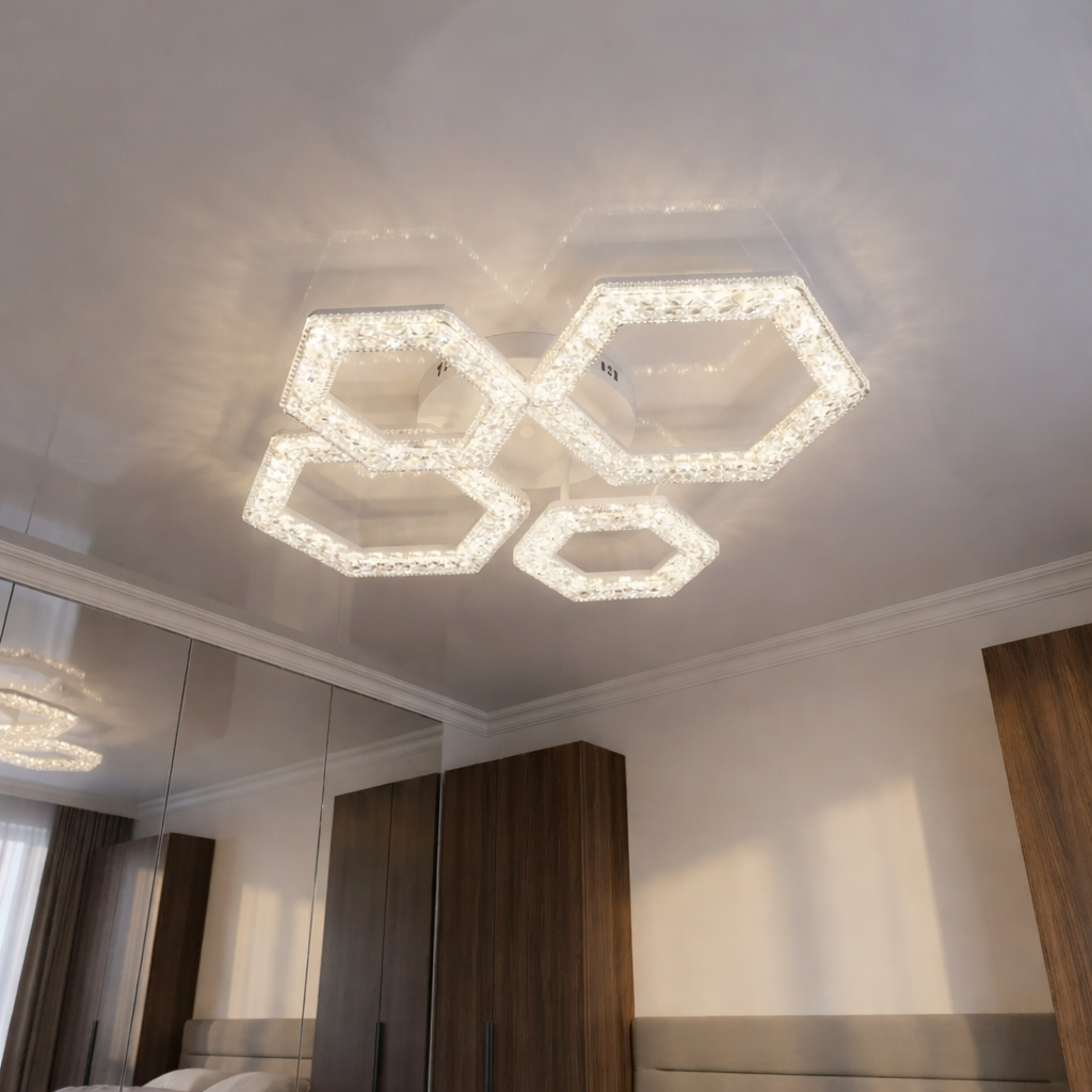 Люстра потолочная LED/пульт/димер/54 Вт Белый (6653/2+2WH)