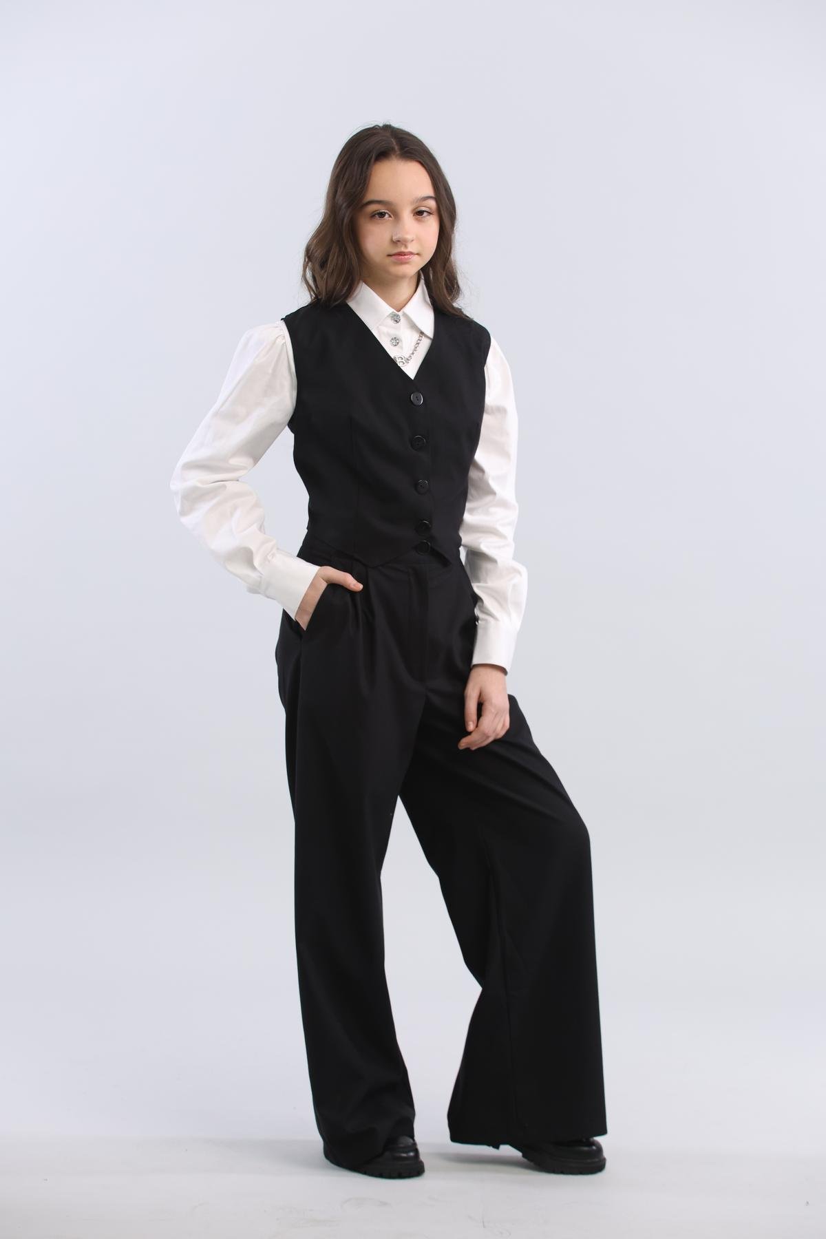 Брюки для девочки подростковые школьные IRmAS 1227 146 см Черный