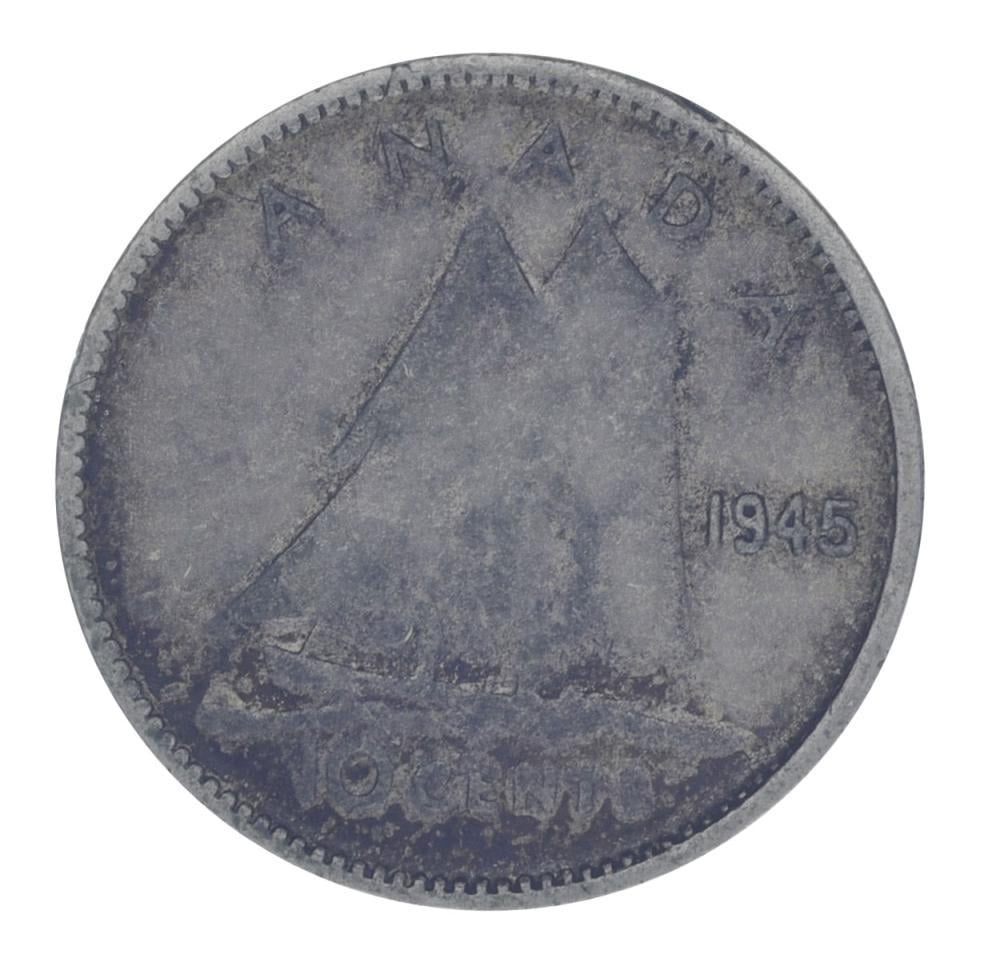Коллекционная монета Канада 10 центов 1945 серебро F-VF (М21444)
