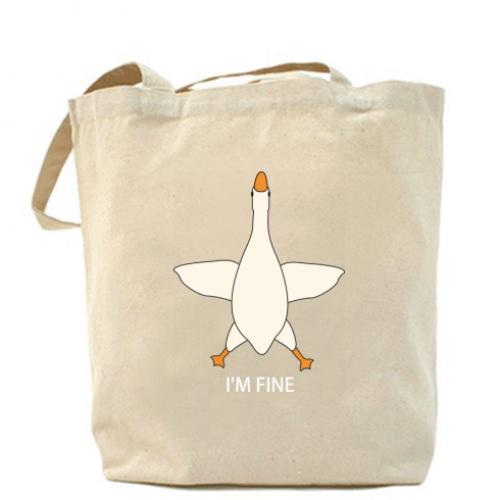 Шоппер Гусь I'm fine 37x41 см Бежевый (16997322-11-199224) Шоппер Гусь I'm fine 37x41 см Бежевый (16997322-11-199224)