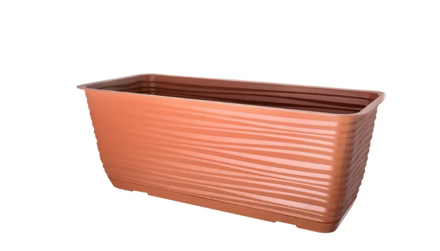Балконный ящик для цветов Form-Plastic Сахара с подставкой 12,36 л 17х14х80 см Теракотовый