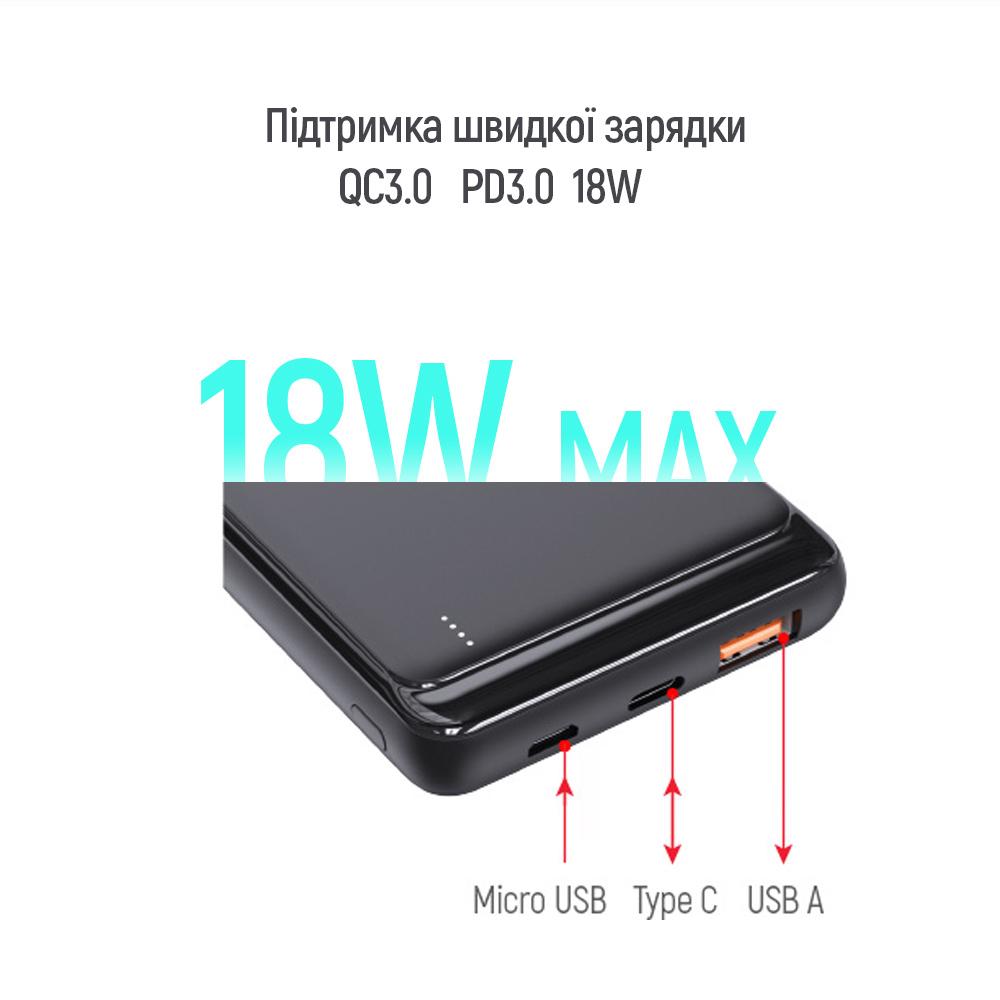 Повербанк ColorWay Slim 18W 10000 mAh Black (CW-PB100LPG3BK-PD) - фото 8