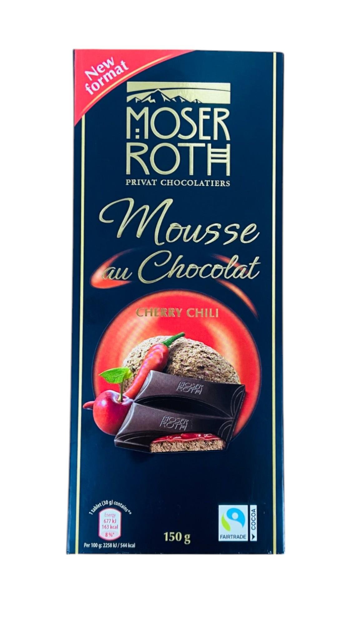 Шоколад з вишнею і перцем чилі Moser Roth Mousse au Chocolat екстра Чорний 85% 150 г (24705573)