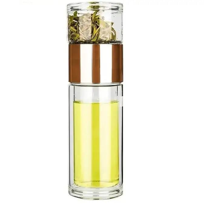 Колба для заваривания стеклянная чая 250 мл с ситечком и крышкой Медный (TeaFlow 3С)