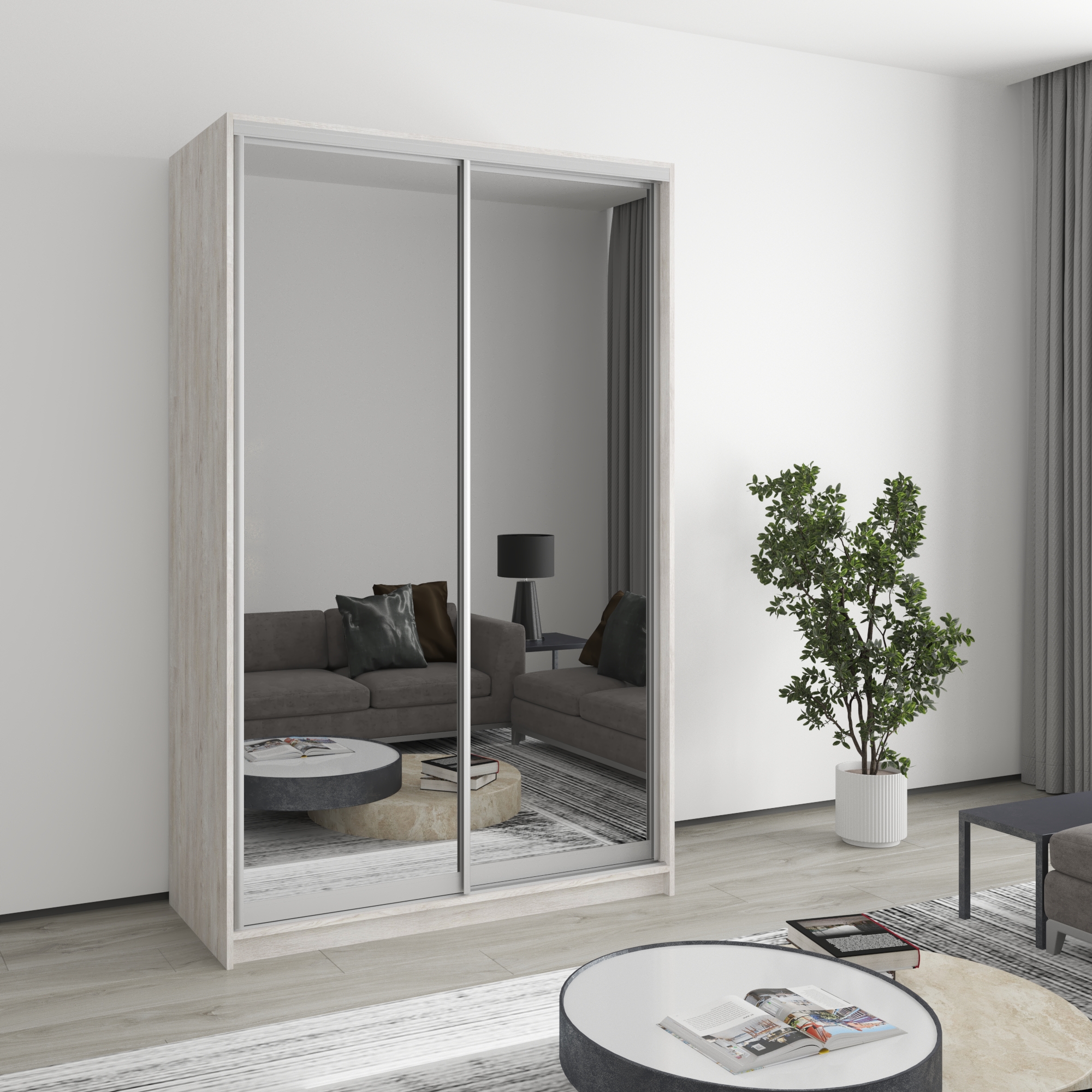 Шкаф-купе двухдверный Mebel Star Стандарт AL MBS-2507 130х45х210 см Аляска серый (1003461)
