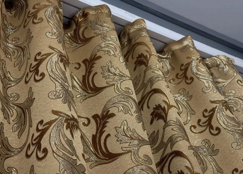 Тканина для штор жакард Завиток 1,45 м Бежевий/Карамельний (1648ш) - фото 7