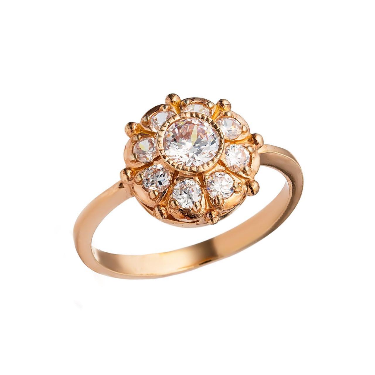 Кольцо серебро позолоченное 925° 3,35 г р. 17,5 Белый (1684938277)