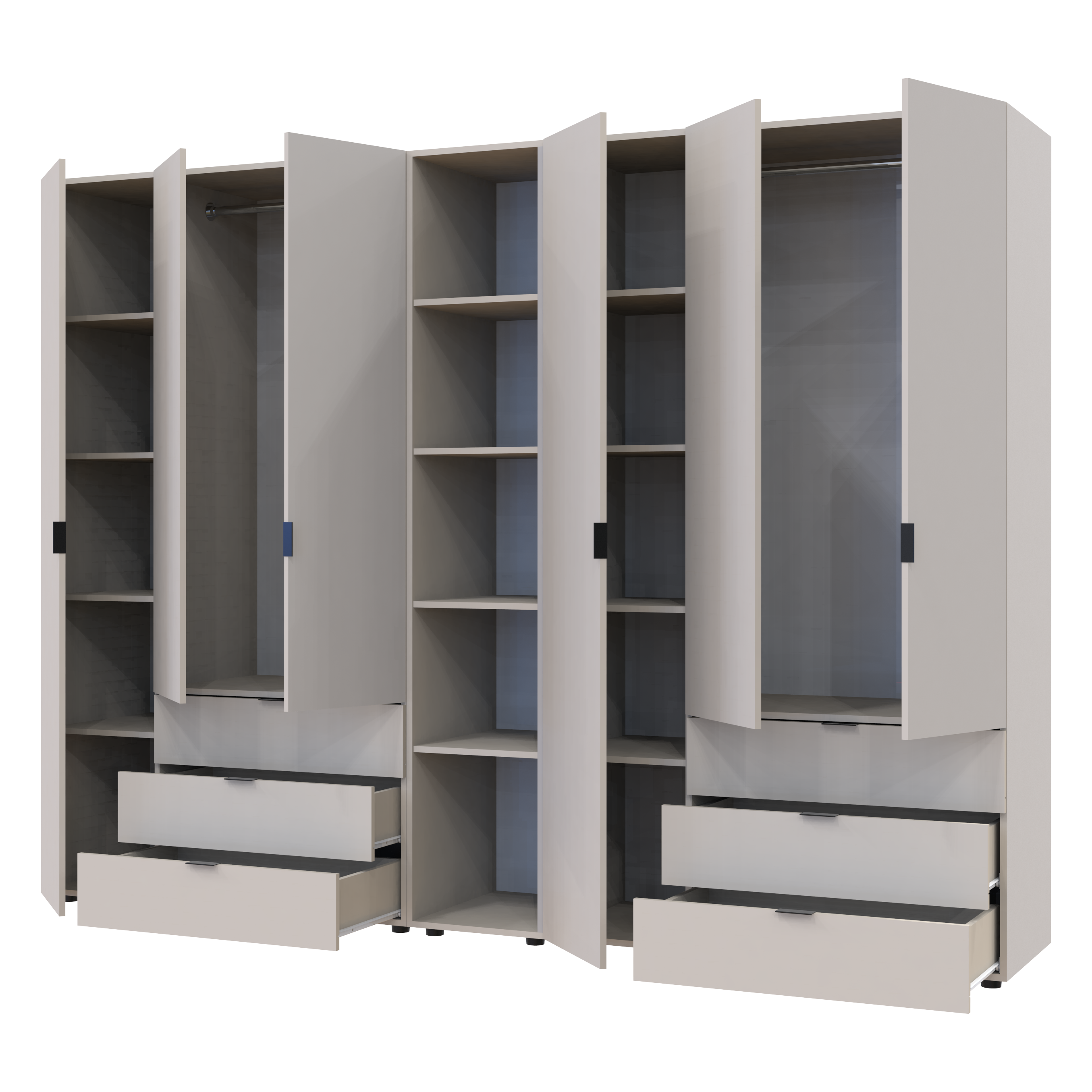 Комплект шкафов для одежды Doros Гелар 270,6х49,5х203,4 см 3 шт. Кашемир (DRS-011252) - фото 4 Комплект шкафов для одежды Doros Гелар 270,6х49,5х203,4 см 3 шт. Кашемир (DRS-011252) - фото 4