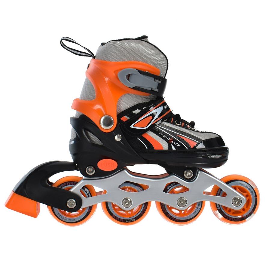Роликовые коньки A 4146-XS-OR р. 27-30 Черный/Оранжевый - фото 1 Роликовые коньки A 4146-XS-OR р. 27-30 Черный/Оранжевый - фото 1