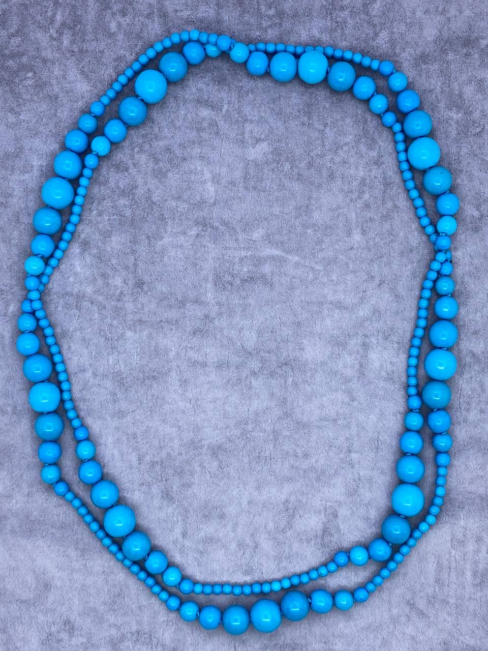 Бусы бирюза пресс 136 см Голубой (1043)
