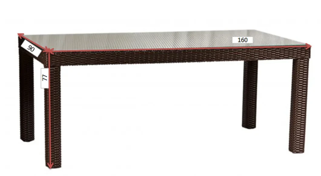 Стол садовый Калифорния плетеный из техноротанга со стеклянной столешницей на металлическом каркасе 160х90 см (Z1CNT00009248) - фото 8