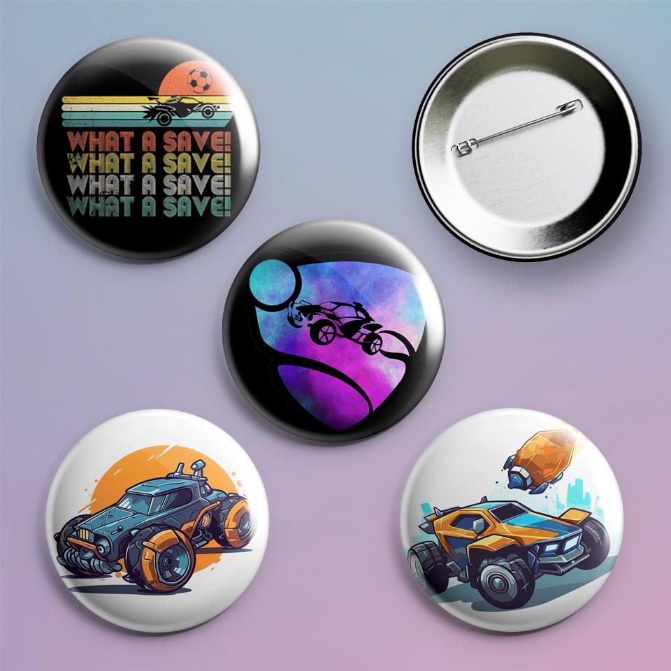 Значки на рюкзак с принтом игры Rocket League 4 шт.