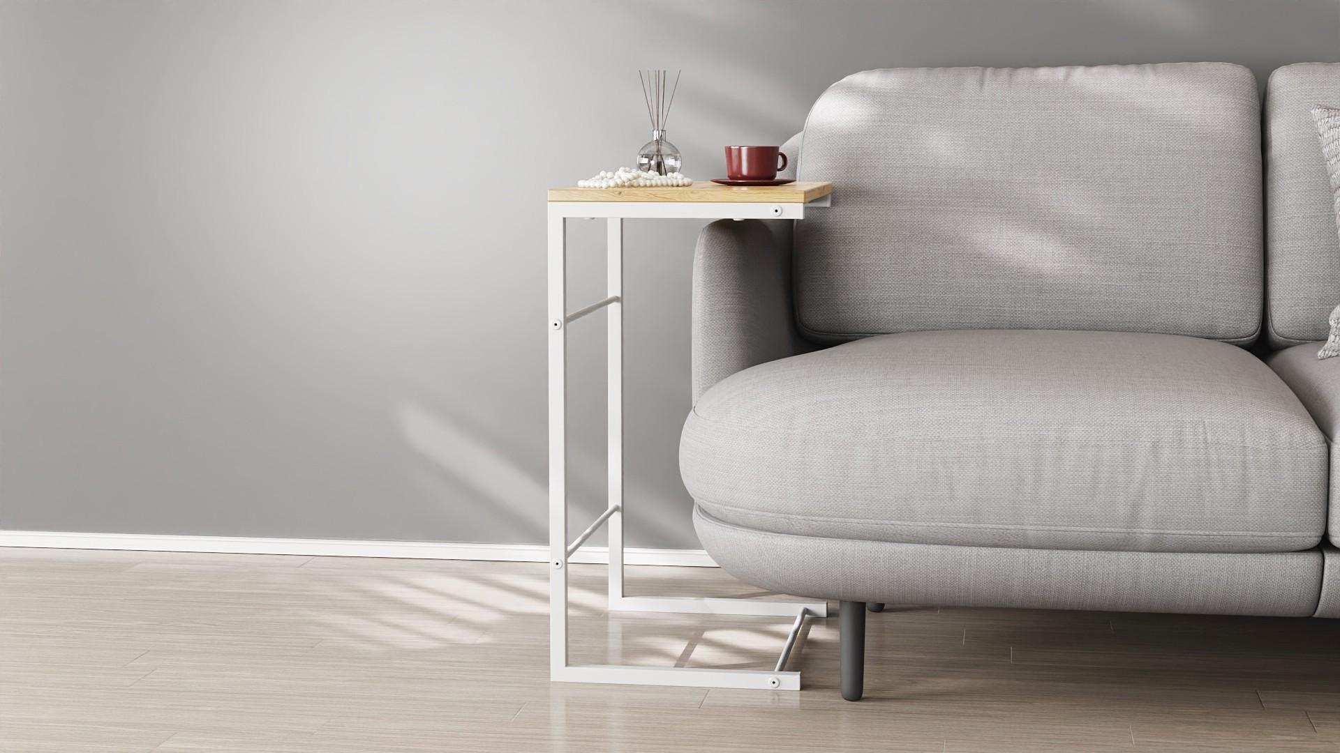 Столик Ferrum-decor Террі метал/ДСП 16 мм 650x440x330 мм Білий/Дуб Артізан (FRD-104660) - фото 2