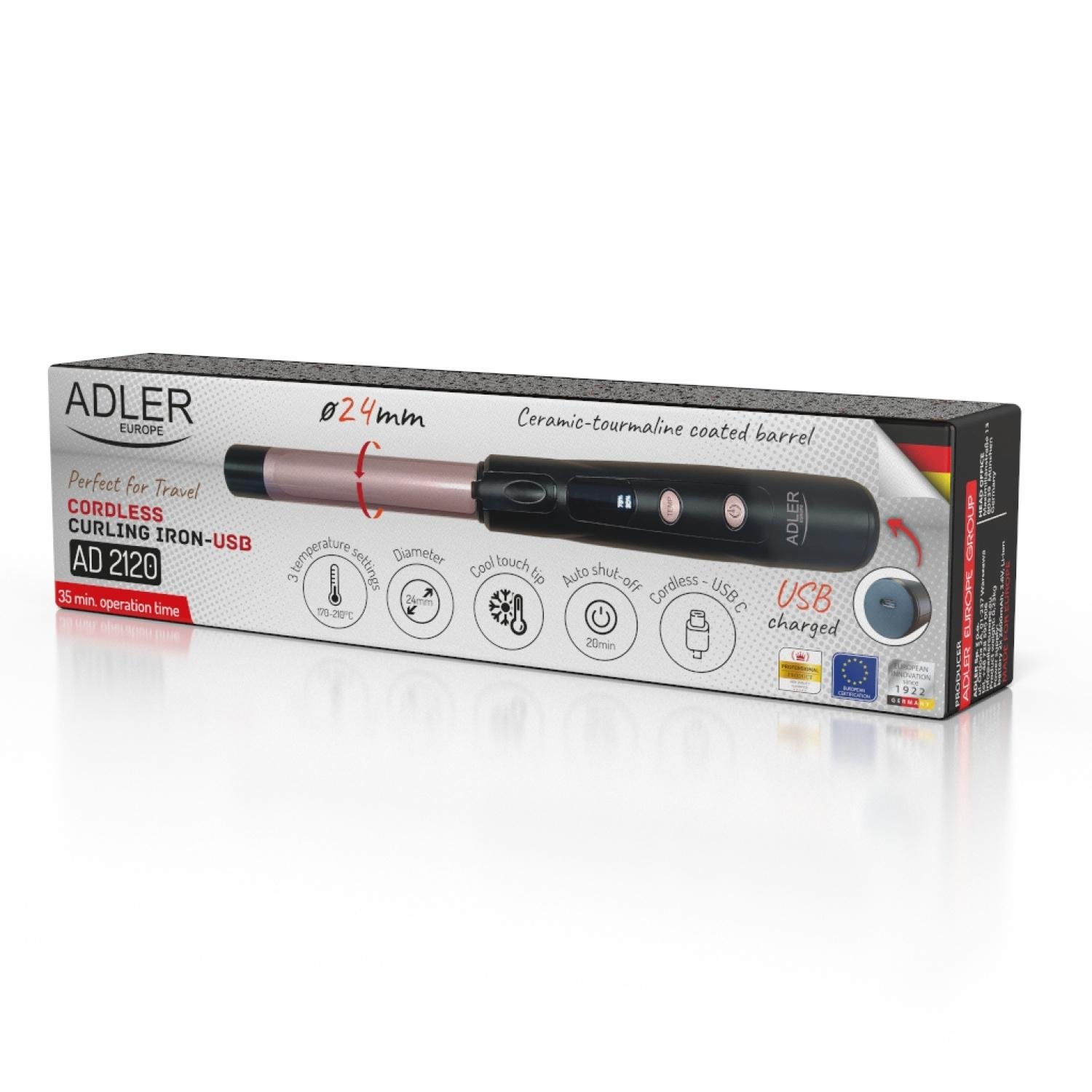 Плойка бездротова Adler AD 2120 24 мм з 3 режимами температури та USB-зарядка (29424489) - фото 9 Плойка бездротова Adler AD 2120 24 мм з 3 режимами температури та USB-зарядка (29424489) - фото 9