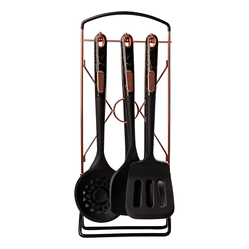 Набір кухонного приладдя TS Kitchen на підставці 6 шт. Чорний (YRUR5)