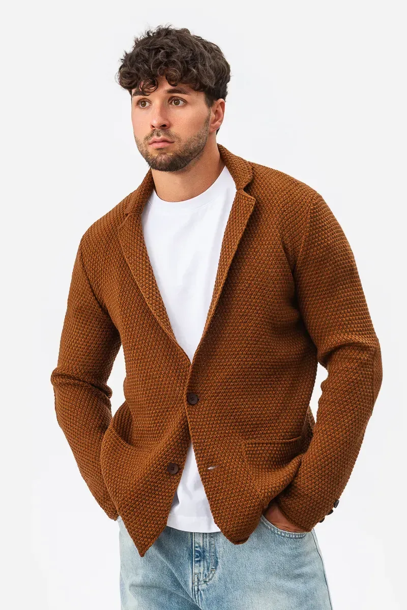 Піджак трикотажний на двух ґудзиках SVTR р. 54 Коричневий (398) Піджак трикотажний на двух ґудзиках SVTR р. 54 Коричневий (398)