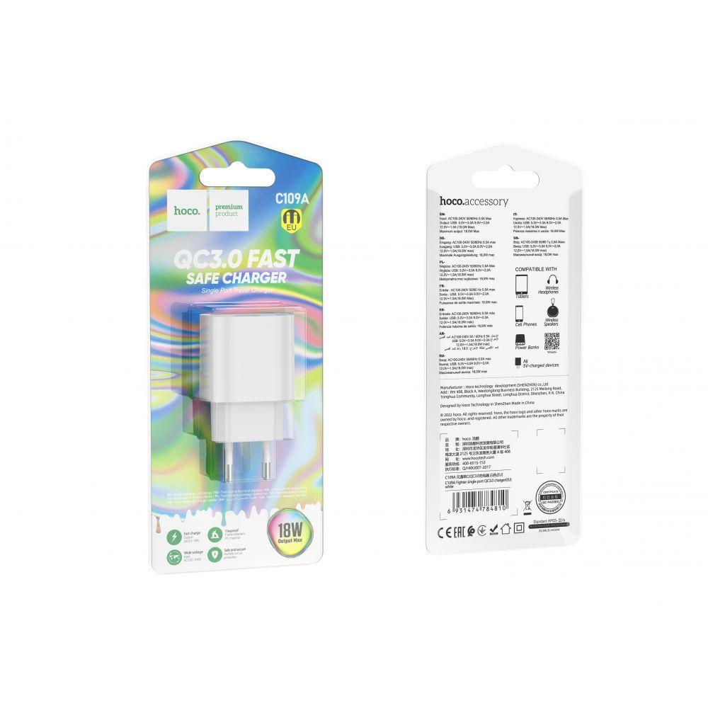 Зарядний пристрій мережевий Hoco C109A Fighter QC3.0 Білий (663) - фото 3 Зарядний пристрій мережевий Hoco C109A Fighter QC3.0 Білий (663) - фото 3