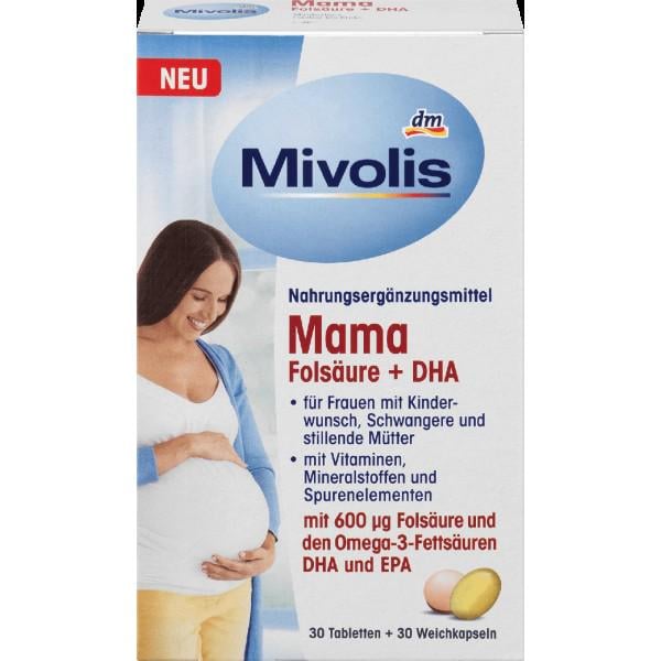 Биологически активная добавка для беременных Mivolis Mama Folsäure + DHA 60 шт.