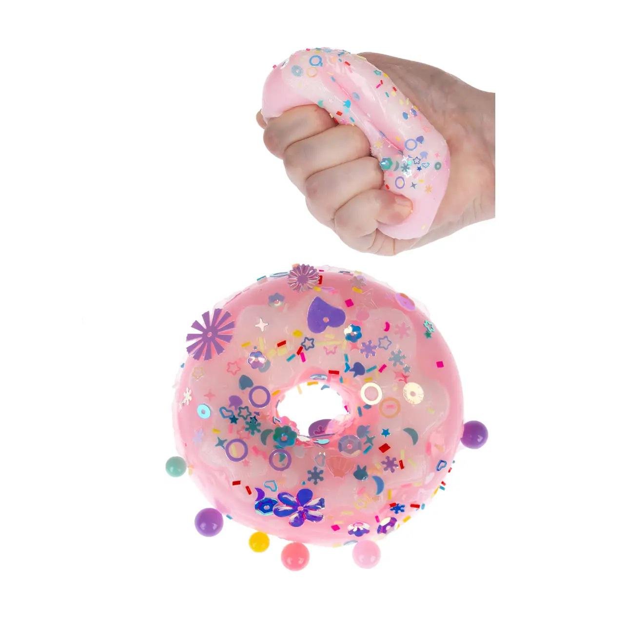 Игрушка-антистерес сквиши Пончик с присыпкой 8 см Розовый - фото 2
