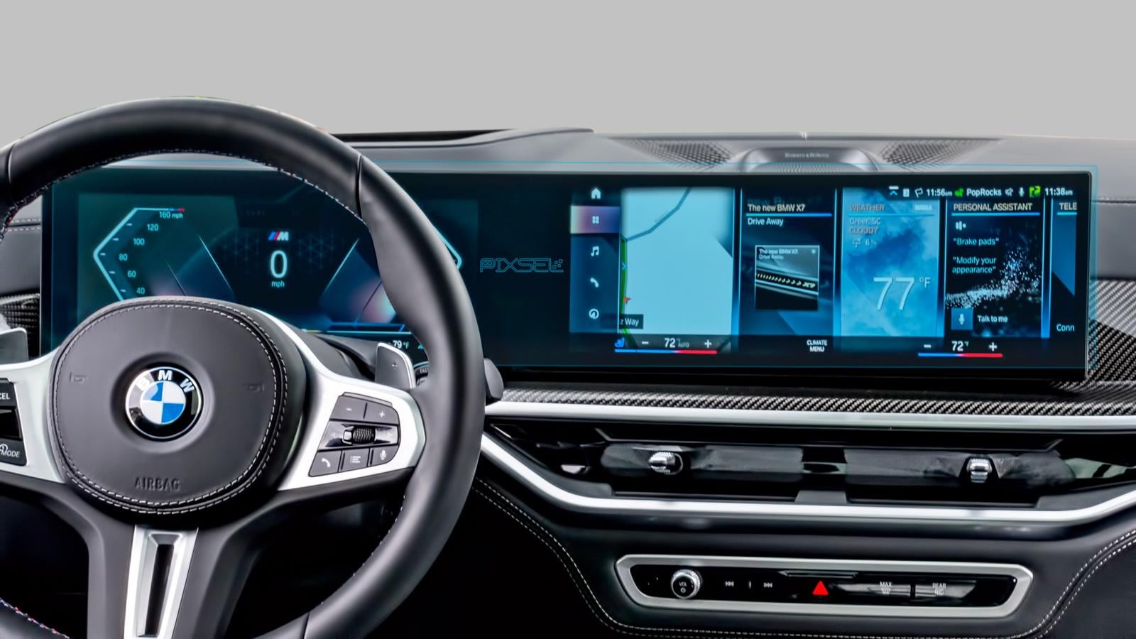 Защитное стекло Pixsel гибридное матовое на панель приборов BMW X7-30,1" 2022 G07