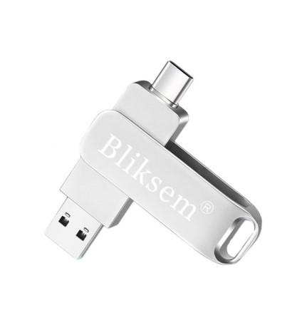 Флэш-память Bliksem 64 ГБ повышенная скорость USB 3,0/Type-C/USB micro 3в1 Металлик (11386761) - фото 1