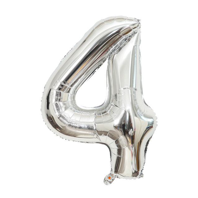 Шарик надувной в форме цифры 4 7959 40х98 см Серебряный (4399267) - фото 1 Шарик надувной в форме цифры 4 7959 40х98 см Серебряный (4399267) - фото 1