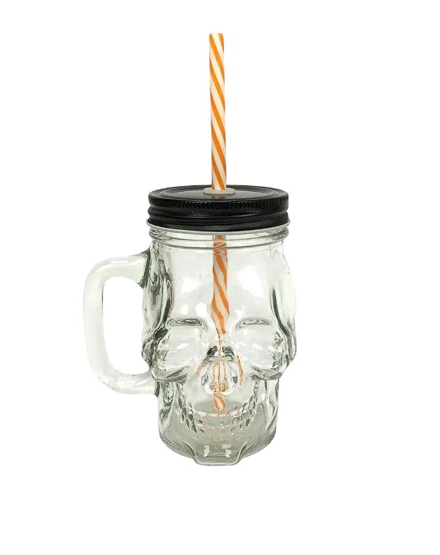 Чашка-банка Stenson R93371 с крышкой и трубочкой 400 мл
