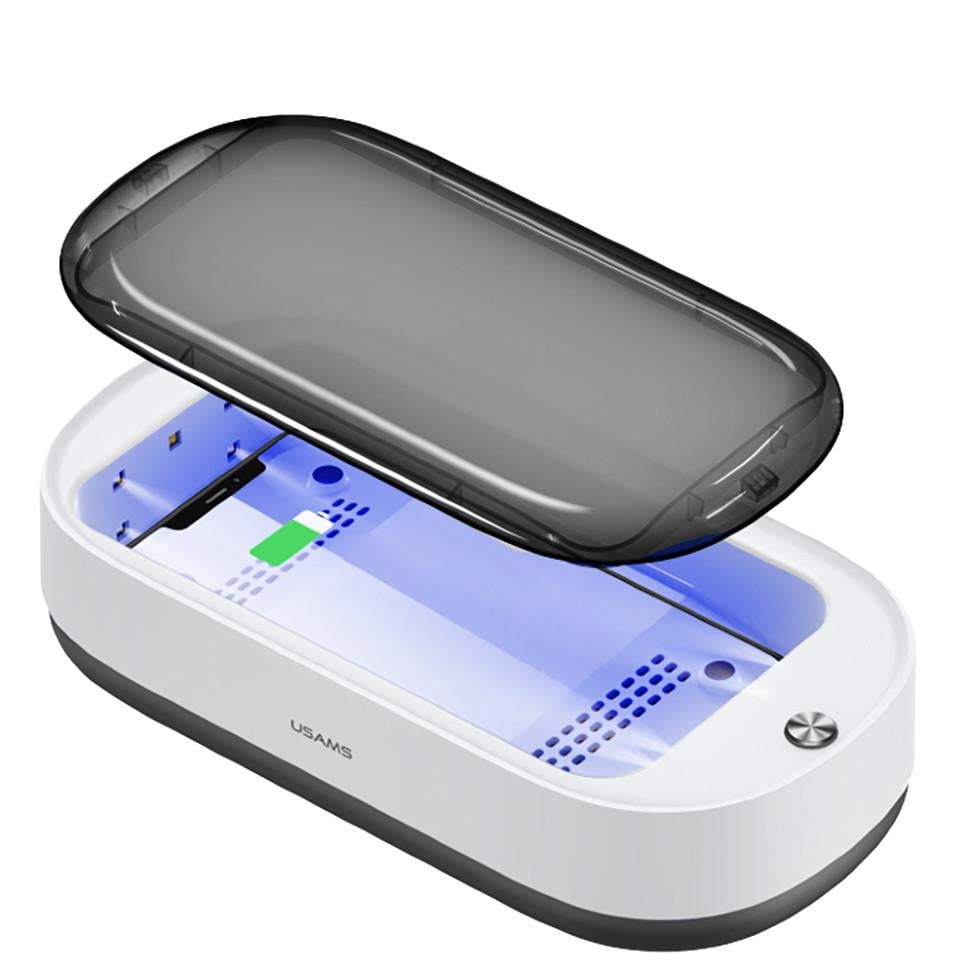 Стерилізатор-дезінфектор ультрафіолетовий Usams US-ZB151 портативний з функцією бездротової зарядки для смартфонів Білий (28822138)