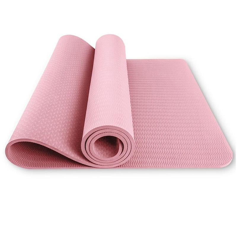 Коврик для йоги фитнеса Feel Fit двусторонний не скольский 183х61 см 6 мм Розовый