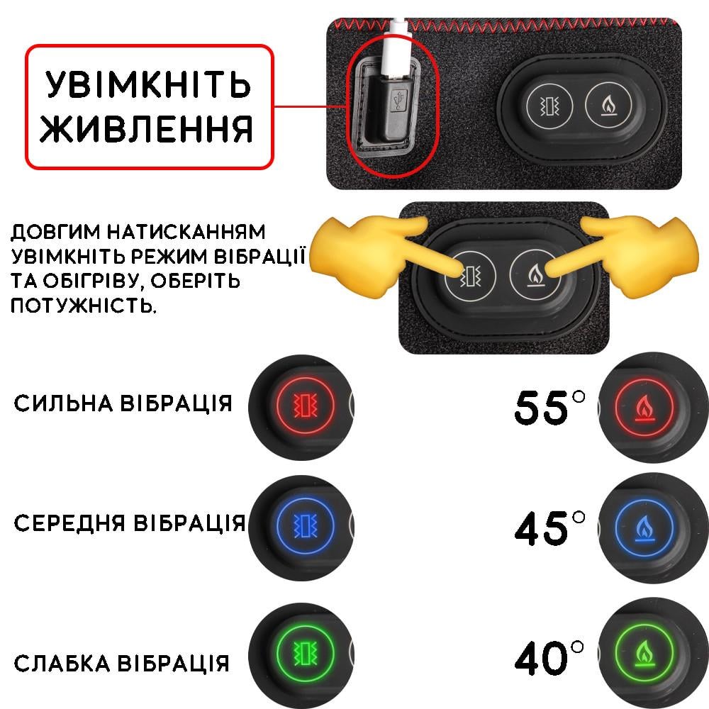 Электрическая грелка-пояс YX201 с подогревом и вибрацией от болей в спине с USB-зарядкой - фото 8