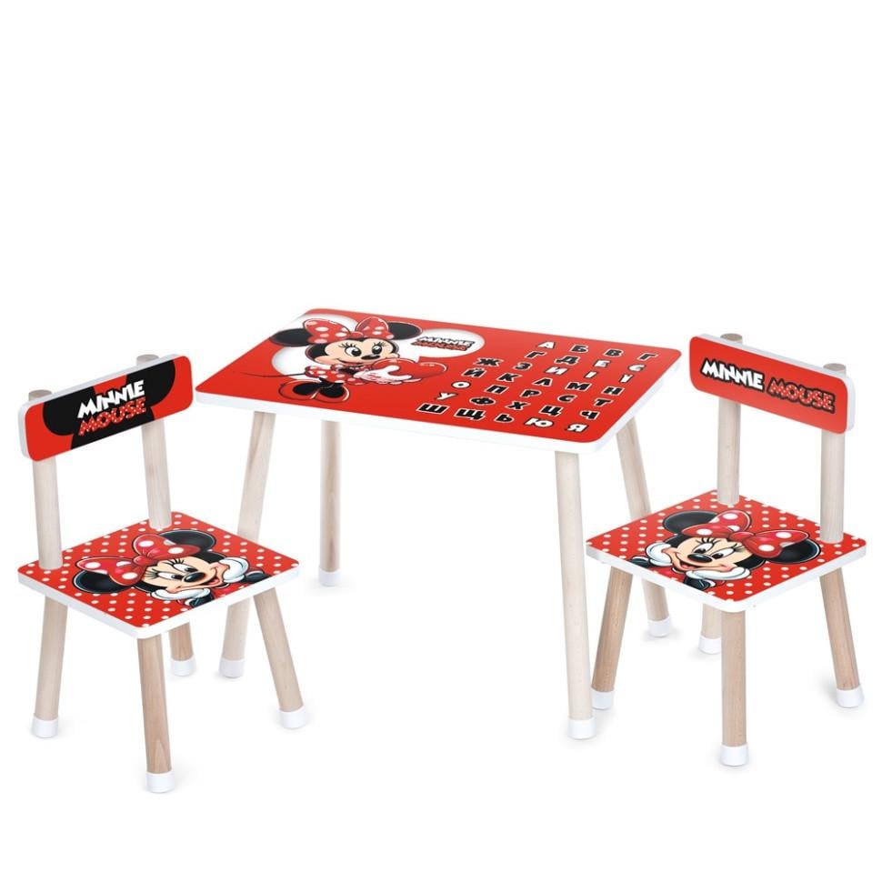 Дитячий дерев'яний столик та стільці Bambi Minnie mouse Різнокольоровий (M 501-32) Дитячий дерев'яний столик та стільці Bambi Minnie mouse Різнокольоровий (M 501-32)