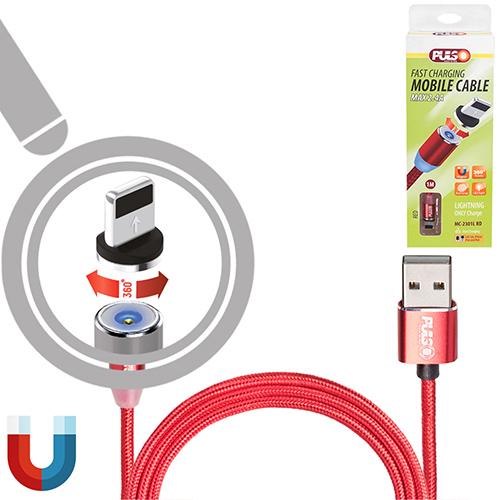 Кабель магнітний Pulso MC-2301L USB-Lightning 2,4 А 1 м тільки заряджання Red (115409) - фото 4