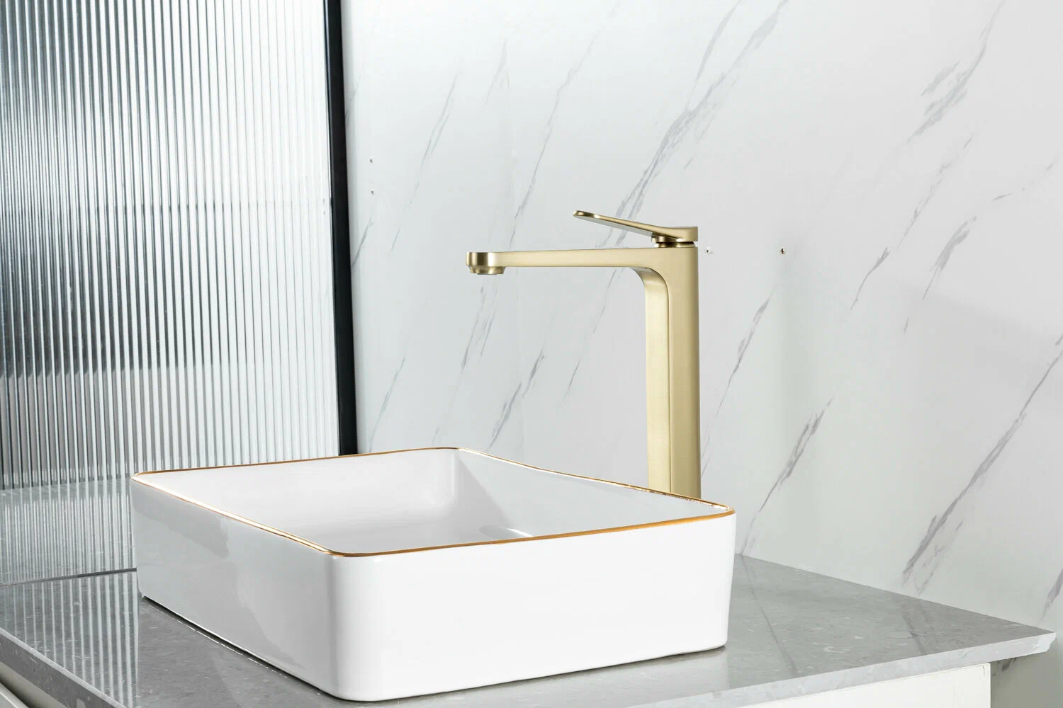 Смеситель для умывальника высокий Gappo G1010-23 Золотой сатин (1055618) - фото 2