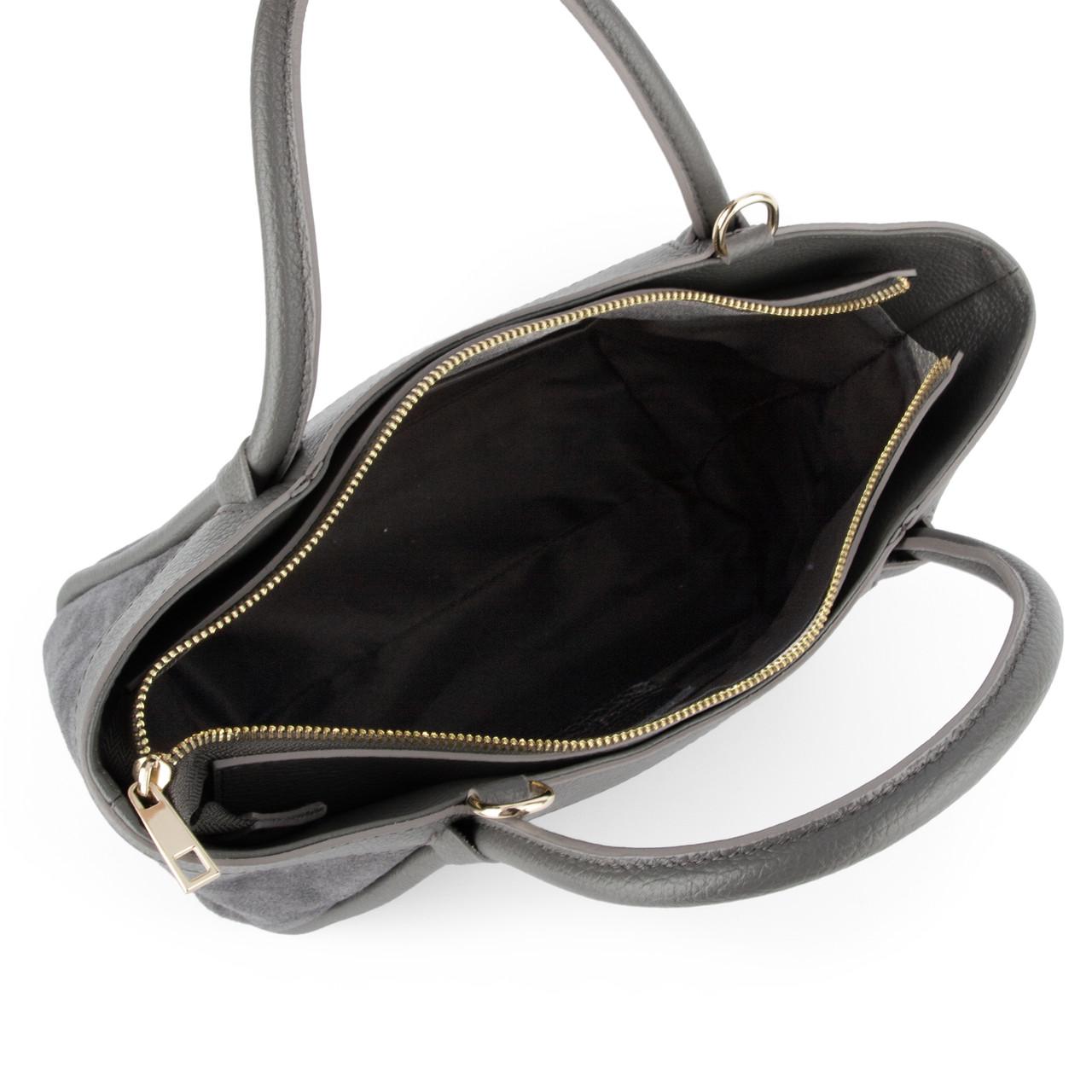 Сумка жіноча Virginia Conti замшева з 2 ручками Темно-сірий (04027) - фото 5 Сумка жіноча Virginia Conti замшева з 2 ручками Темно-сірий (04027) - фото 5