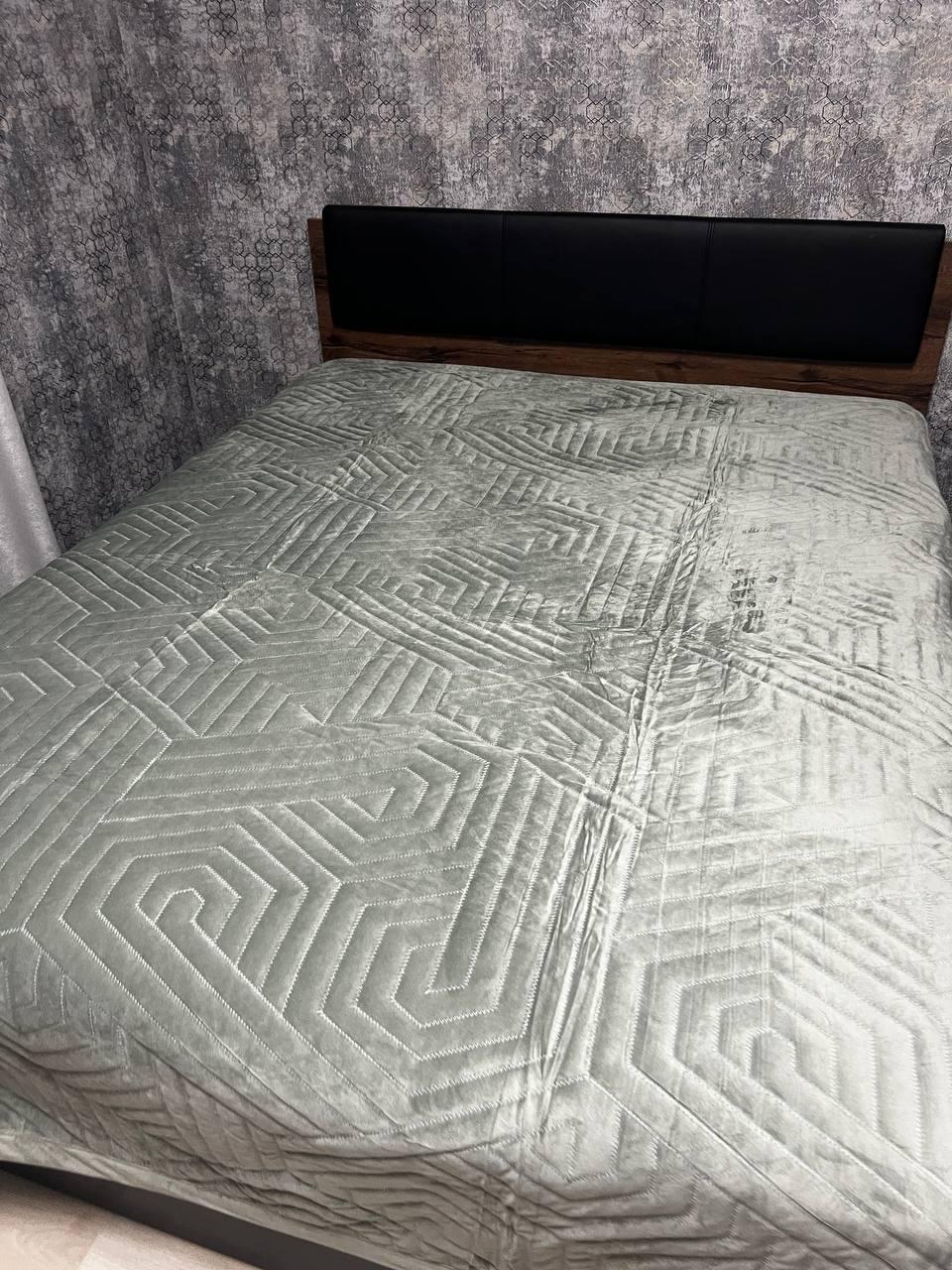 Покрывало велюровое стеганое 220х240 см Оливковое (Д-rai-pokruvalo-002-05)