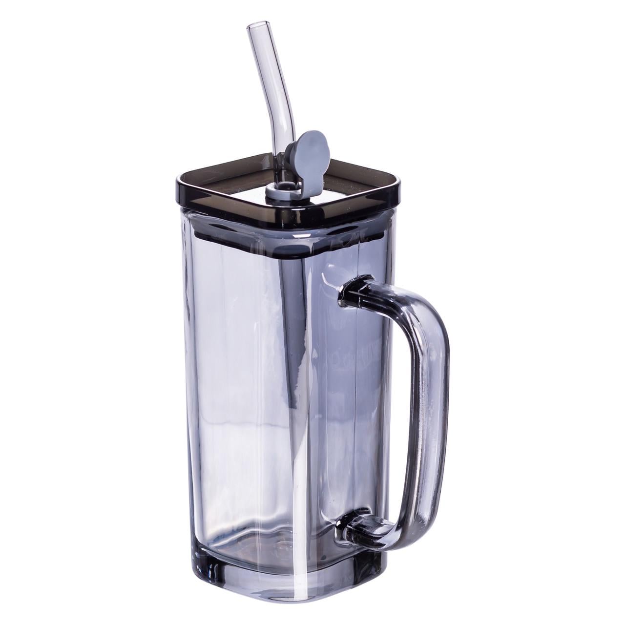 Кружка стеклянная с крышкой и трубочкой Light House LG-30146 GR 280 мл Серый Кружка стеклянная с крышкой и трубочкой Light House LG-30146 GR 280 мл Серый